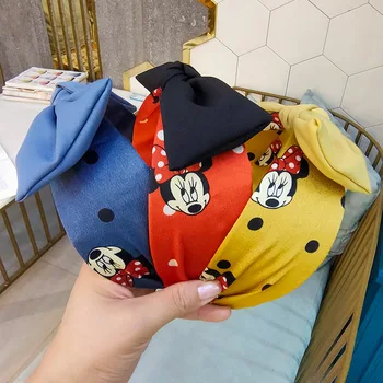 Disney Han Mickey zajec ušesa, glavo wild high-end široko-brimmed tkanine baby dekleta velik lok glavo preprost headdress