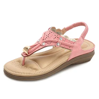 Nowe letnie czechy sandały buty kobieta moda nosorogovo plaża miękkie sandały na płaskim obcasie elastyczna opaska