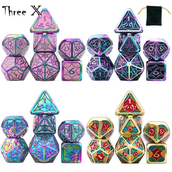 Kovinski Polyhedral Kocke iz z Black Torbica, Sklopov D4 D6 D8 D10 D% D12 D20 Združljiv DND namizne Igre RPG