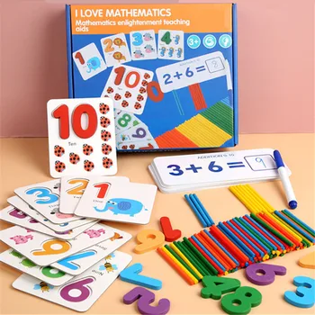 Matematika razsvetljenje učni pripomočki štetje kartice stick število seznanjanje seštevanje in odštevanje delovanje otroci igrače