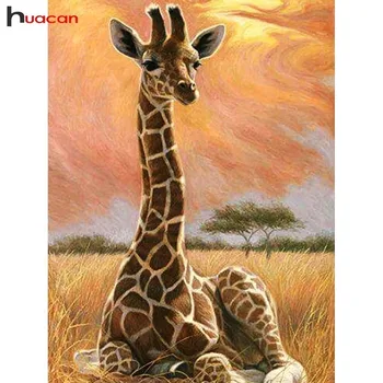 Huacan 5D DIY Diamond Slikarstvo Žirafa Celoten Kvadratni Sveder Diamantni Vezenje Živali Smolo Nosorogovo Mozaik Slikarstvo Doma Dekor