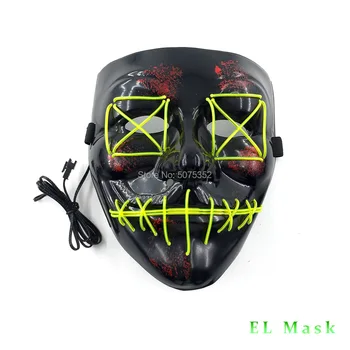 Maska Darilo Za Odrasle Ženski Moški Halloween Dekor Strašen Obraz Led Osvetljeni Masko EL Žice Pošast Hudič Masko Grozno