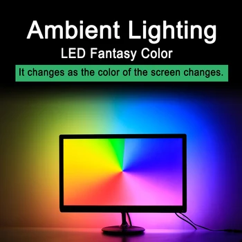 WS2812 RGB, USB LED Trak Svetlobe Računalniški Monitor Namizni RAČUNALNIK, se Osvetlitev Zaslona Osvetlitev Okolice Trak Trak Niz 1M~ 5 M,