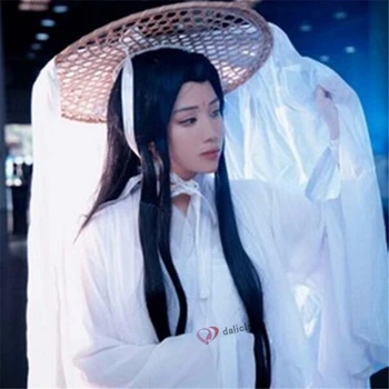 Xie Lian Cosplay Kostum Tian Guan Ci Fu Cosplay Xielian Lasulje Bambusa Klobuk Prop Moški Ženske Bele Han Fu Anime Obleko
