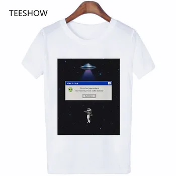 Nov Poletni Astronavt raziskovanje Tshirt Tiskanja Harajuku Estetske Majica s kratkimi rokavi Ženske Priložnostne Beli Vrhovi Modi T Shirt Graphic Tee Ženske