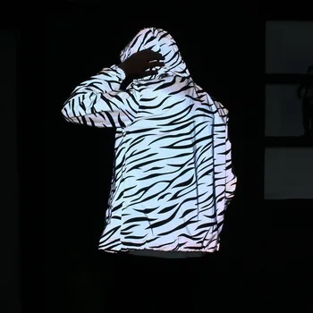 ženske hip hop windbreaker Nepremočljiva hooded žensk, Odražajo Suknjič hooded suknjič fluorescentna Sweatshirts svetlobe 3M Odsevni Jopiči,