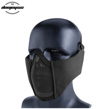 Pol Obraza Airsoft Očesa Masko z Ušesa Vojaško Taktično Nižje Obraz Zaščitni Dihanje Paintball Maska