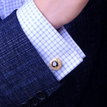 KFLK Nakit modni majica zapestne gumbe za moške blagovne Znamke hlačnice gumb Zlato-barva zapestnice povezavo Visoke Kakovosti Black abotoadura gostov