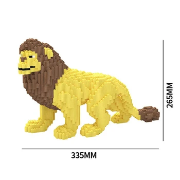 XIZAI 8008 Rumena Moški Lev Divje Živali, Hišne živali, 3D Model 34 cm dolgo DIY Mini Magic Bloki, Opeke Stavbe Igrača za Otroke, št Polje
