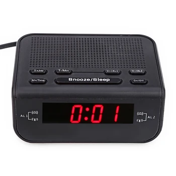 Izvirno Sodobno Oblikovanje Budilka FM Radio Z Dvojno Bujenje Zumer Dremež Sleep Funkcija Kompaktne Digitalne Rdeča LED Prikaz Časa