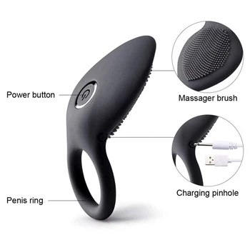 Mehko se Sprostite Nego Massager Brezžični Tiho 10 Močne Močne Vibracije Načini Zamudo Silikonsko Tesnilo Masaža Obroč Polnjenje prek kabla USB