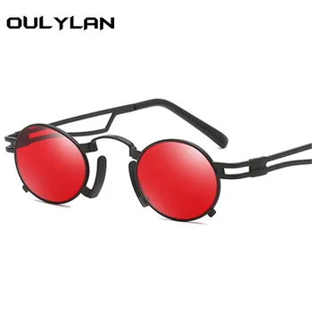 Oulylan Kovinski Ovalne sončna Očala Ženske Moški Retro 80. Steampunk Gothic Vampir Unisex sončna Očala Cosplay Styling Oculos De Sol
