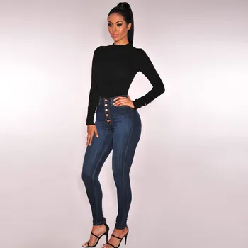 Ženske Pomlad Stretch Visoko Pasu Priložnostne Ravne-zapenjanje Kavbojke Femme Slim Trdna Denim Plus Velikost Jeans Hlače