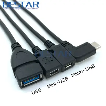 USB-C USB tip c 3.1 Tip-c Kota Moški USB 3.0 / Mini USB 2.0 / Micro USB Ženski Podatkov polnilnik za polnjenje kratek Kabel 20 cm 0,2 m