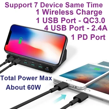 Tongdaytech Multi 5 Vrat USB Polnilnik Qi Hiter Brezžični Polnilec za Hitro Polnjenje QC3.0 Cargador Inalambrico Za Iphone XS 8 11 Pro Max