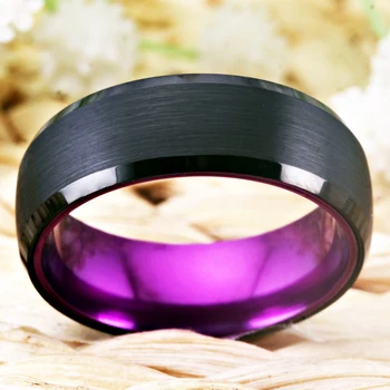Poročni prstan Obroči Za Ženske Klasičnih Žarnic Obroči Black Volfram z Vijolično Aluminija Zaročni Prstan Brezplačno Graviranje Spusti Ladje