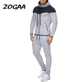 ZOGAA 2020Hot Prodaje Mens MODA Normcore Sweatsuit Sklop Priložnostne Bombaž Zadrgo, 2 Delni Set za Šport, Mens Trenirko Nastavite Oblačila