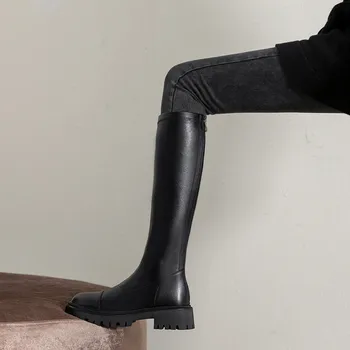 FEDONAS Krog Toe Kolena Visoki Škornji Jeseni, Pozimi Močen Pete, Čevlji Ženska Petah 2020 Pravega Usnja Stranka Osnovne Tesen Visoki Škornji