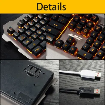 Gaming Tipkovnica Žična, USB, Gamer Tipkovnice 104 Tipke Kovinski Plošči Nepremočljiva Osvetljene Tipkovnice Z Igro Mehanski Občutek Za PC