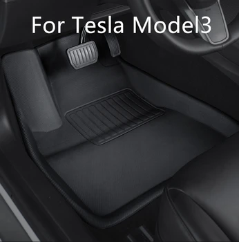 Za Tesla Model 3 avto nepremočljiva nedrseča talna obloga TPE XPE spremenjen avto dodatki 3Pcs/Nastavite v Celoti obdan posebne foot pad