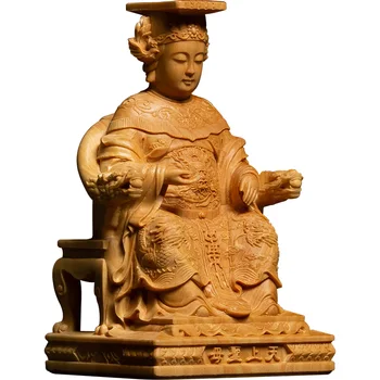 CCZHIDAO 10 cm Mazu Kipi Morju Bog, Buda Šimšir Rezbarije iz Masivnega Lesa Doma Okraski Graviranje