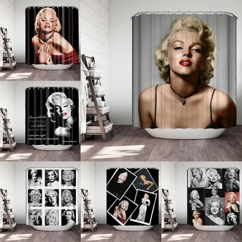 Retro Seksi Ženska Visoke Kakovosti Tuš Zavesa Seksi Marilyn-Monroe Portret Nepremočljiva Kopalnica Poliester Tkanine, Zavese, S kljuko