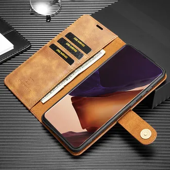 Flip Denarnica Usnjena torbica Za Samsung Galaxy Note 10 S20 Plus Opomba 20 Ultra Snemljivo Magnetno 2 v 1 Izmenljivi Reža za Kartico Pokrov