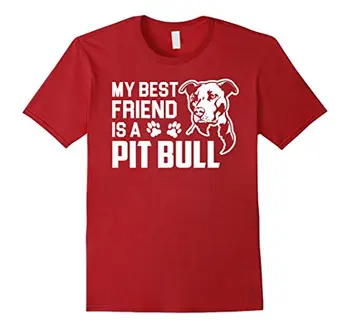 Moj Najboljši Prijatelj Je Pit Bull Smešno Darilo Psa T-shirt Poletje Kratkimi Bombaž Fashiont Majica Črna Slog Top Tee Plus Velikost