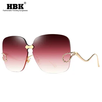 HBK 2020 Luksuzni Lady sončna očala Rimless Ženske sončna Očala Elegantno Nosorogovo Letnik Zlitine Okvir Klasične blagovne Znamke Oblikovalec Odtenki