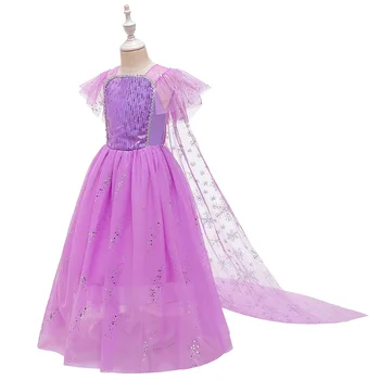 Dekleta Obleke Rapunzel Led Sneg 2 Princesa Plašč Obleke Za Oblačila Dekle Rojstni Dan Obleko Kostume Otroci Beaded Bleščica Obleko