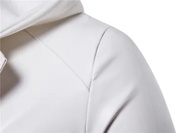 HOCO 2020 nove zimske Moške priložnostne hooded false dve beli motorno kolo, usnjene jakne