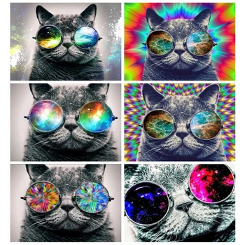 EverShine Diamond Slikarstvo Mačka Navzkrižno Šiv Diamond Vezenje Živali Slike Okrasnih Ročno Umetnost Hobi Darilo Doma Dekor
