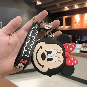 Risanka Srčkan Kovanec Tipko Primeru Obesek Podatkovni Kabel Vrečko Za Shranjevanje Ključnih Verige Nove Disney Šiv Minnie Mickey Mouse Kovanec Torbici Keychain