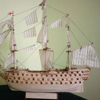 RCtown DIY Lesa Sestavljeni Zmago Kraljeve Mornarice Ladij Jadrnico Modeliranje Igrače in Dekoracija