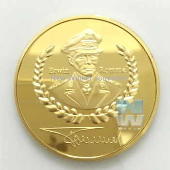 WW2 Deutsche Erwin Rommel 999 Fine pozlačeni spominski po meri nemški kovanec Brezplačna dostava