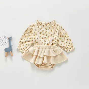 Spomladanski cvetlični ženska majica baby kombinezoni za malčke leotard bo ustrezala trak otroci butik, oblačila na debelo modna oblačila