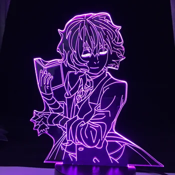 BUNGO POTEPUŠKE PSE DAZAI KNJIGA 3D Led Anime Lučka Nočne Iluzijo Barva Spreminja, namizne Svetilke Za Spalnica Dekoracijo