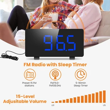 Digitalna Budilka, ELEGIANT Alarm Ure za Spalnice z FM-Radio,Dual Alarmi,6.7 palčni LED Sn,Vmesnik USB za Polnjenje,Auto