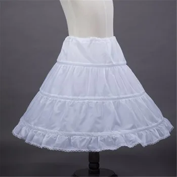 3 Obroče Bela A-Line Cvet Dekle Obleko Petticoat Vrh Kakovosti Otroka Underskirt Za Roža Punca Obleke Dolžina 53 CM
