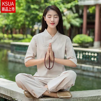 Ženske, Joga set Svoboden Bombaž Perilo Joga Hlače Polovico Dolžine Joga Vrhu Hlače Meditacija bo Ustrezala Tai Chi Kung Fu Borilne veščine Oblačila