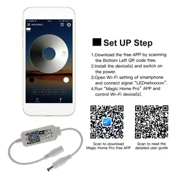 Wifi, Mini RGB Bluetooth Controller 5 v DC 12V 24V Mini Glasbe Bluetooth Krmilnik Luči Trakovi Krmilnik Za RGB RGBW LED Trakovi