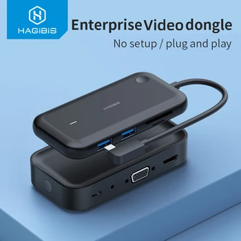 Hagibis Wireless Display Oddajnik z USB-C Hub Ultra Low Latency Podjetja HDMI je združljiv Ključ 4K za iOS Android Netflix