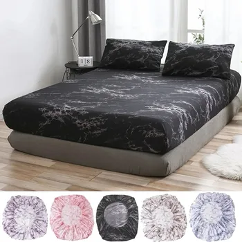 Tiskani soška postelja opremljena Stanja Vzmetnice Zajema Štiri Vogale rjuhe z elast Band posteljnina Amerike, Evropske velikost