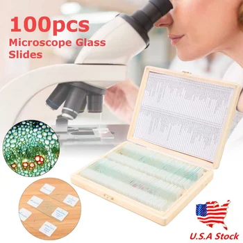 100 kozarcev/Set Mikroskopom Stekla Strani Vzorec Stekla Pripravljena Osnovna Znanost Biološki Vzorec Zajema Zdrsi Lesa Škatla za Shranjevanje Prenosni