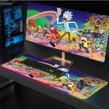 Vroče Anime Morty Gaming Miška Ploščica Računalnika Mousepad Velike Mouse Pad Igralec RGB Big Miško Preprogo PC Desk RGB Mat za igre na Srečo