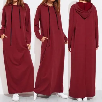 Muslimanski Trenirko Šport Dolga Obleka Ženske Eid Abaya tam kaftan Islamska Oblačila Hoddies Abayas Vestidos z Žepi Caftan Haljo Femme
