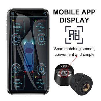 Avto TPMS Bluetooth Pnevmatike Temperature In Tlaka Sistema za Spremljanje z 4Pcs Bluetooth Zunanji Senzor Mobilni Telefon APP