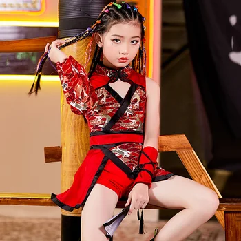 Kitajski Slog Dekleta modni brvi Modna Oblačila za Otroke Hip Hop Ples Kostum Stopnji Uspešnosti Oblačila Otroci Sodobno Rabo DNV13344