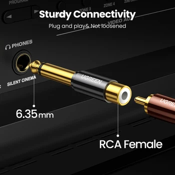 Razhroščevalne simbole RCA do 6,5 mm 6,35 mm 1/4 Adapter pozlačeni Čistega Bakra 6,5 mm Moški na RCA Ženski na Jack TS Mono Adapter Avdio Priključek