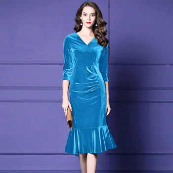 HANZANGL blagovne Znamke plus velikost Ženske Maščobe mm žamet Obleke 2020 Ženski dolg odsek Sirena Obleko M~4XL Brezplačna dostava